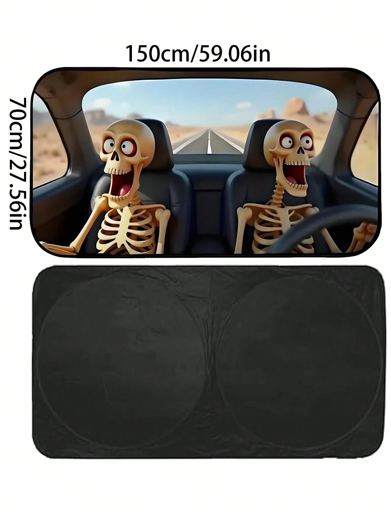Foldable Car Windshield Sun Shade, Funny Cartoon Stylish Windshield Sun Visor Protector, Fits Most Sedans, SUVs, Trucks, Pickups, Protects Your Vehicle From UV Damage