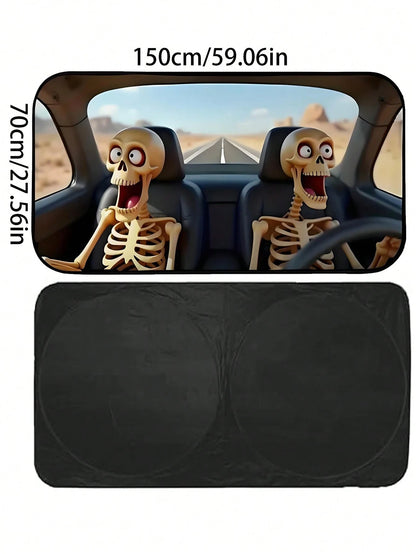 Foldable Car Windshield Sun Shade, Funny Cartoon Stylish Windshield Sun Visor Protector, Fits Most Sedans, SUVs, Trucks, Pickups, Protects Your Vehicle From UV Damage