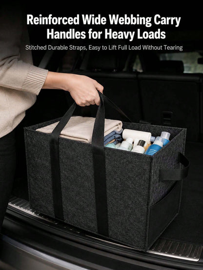 Foldable Felt Car Trunk Organizer, With Reinforced Handles And Side Pockets, Large Capacity Multi-Functional Storage Bag, Suitable For SUV, Truck, Van, Home Clothing, Picnic Shopping And Car Accessori