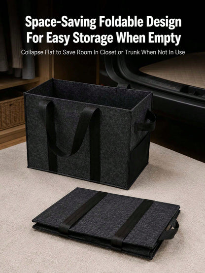 Foldable Felt Car Trunk Organizer, With Reinforced Handles And Side Pockets, Large Capacity Multi-Functional Storage Bag, Suitable For SUV, Truck, Van, Home Clothing, Picnic Shopping And Car Accessori