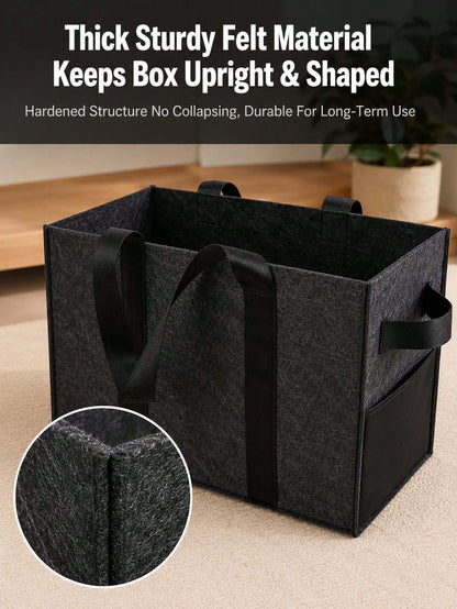 Foldable Felt Car Trunk Organizer, With Reinforced Handles And Side Pockets, Large Capacity Multi-Functional Storage Bag, Suitable For SUV, Truck, Van, Home Clothing, Picnic Shopping And Car Accessori