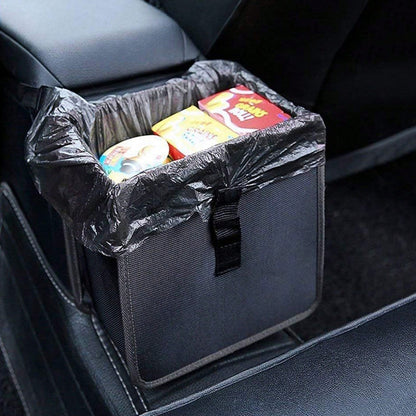 Foldable Hanging Car Trash Can- Durable Polyester Oxford Fabric, Adjustable Straps, Leakproof Storage Organizer For Camping, Interior Accessories