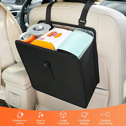 Foldable Hanging Car Trash Can- Durable Polyester Oxford Fabric, Adjustable Straps, Leakproof Storage Organizer For Camping, Interior Accessories