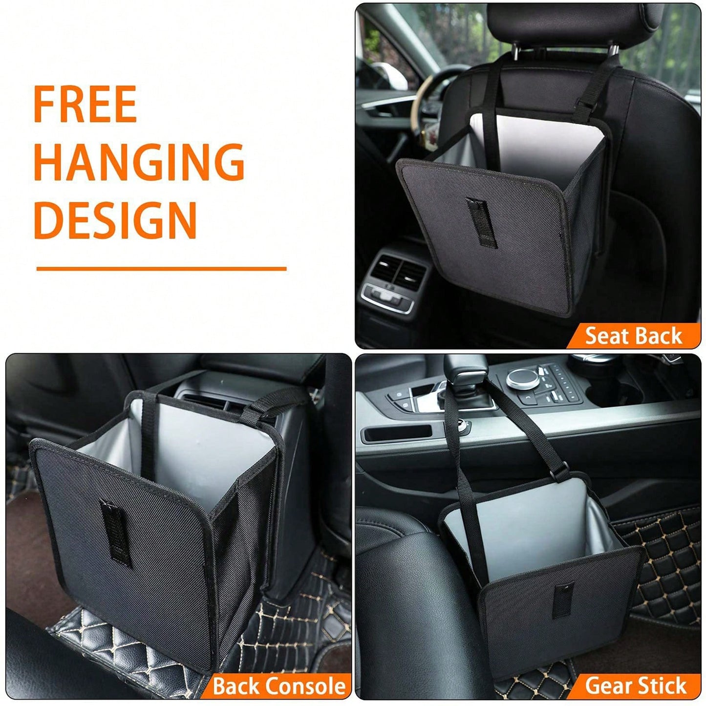 Foldable Hanging Car Trash Can- Durable Polyester Oxford Fabric, Adjustable Straps, Leakproof Storage Organizer For Camping, Interior Accessories