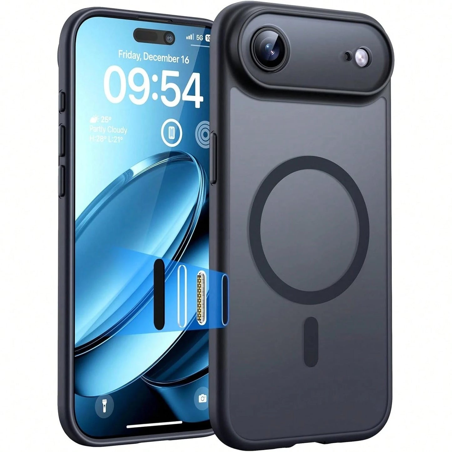 For Iphone17 Pro Max Case, Magnetic Semi-Transparent Matte Phone Case Compatible With Iphone17 Pro, Iphone17 Air, Iphone16E, Iphone15 Pro, Iphone14 Plus, Iphone13 Pro, Iphone12 Pro Wireless Cha