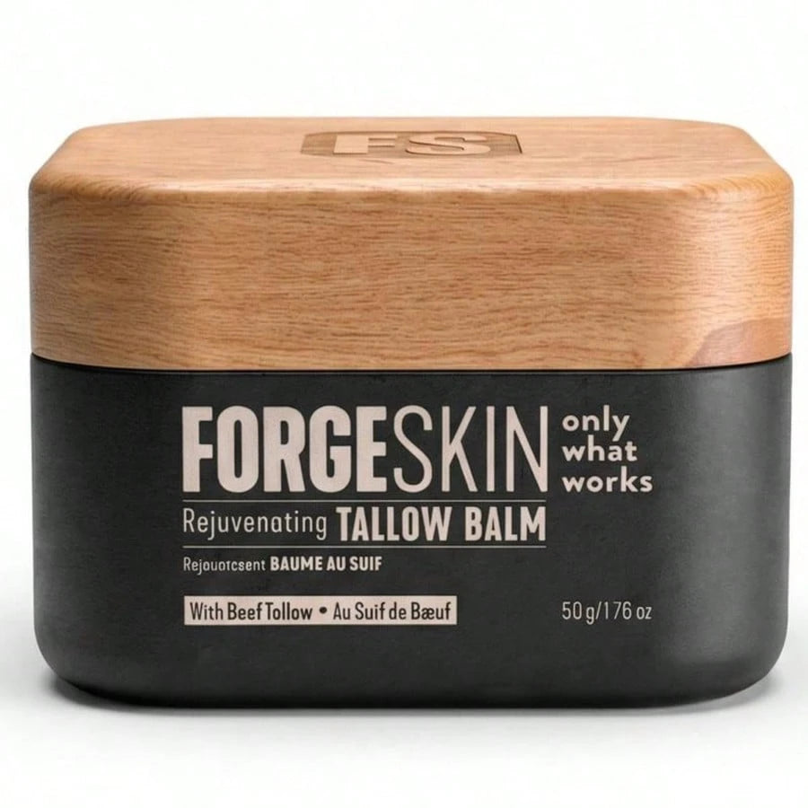 FORGE SKIN Wrinkle Defense & Natural Anti-Aging Beef Tallow Moisturizer For Men- Face Balm Skincare Cream For Dry Rough Skin Tallow-Based Mens Face Lotion For Hydration Firmness Wrinkle Repair & Glow