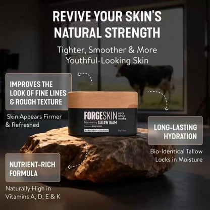 FORGE SKIN Wrinkle Defense & Natural Anti-Aging Beef Tallow Moisturizer For Men- Face Balm Skincare Cream For Dry Rough Skin Tallow-Based Mens Face Lotion For Hydration Firmness Wrinkle Repair & Glow