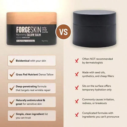 FORGE SKIN Wrinkle Defense & Natural Anti-Aging Beef Tallow Moisturizer For Men- Face Balm Skincare Cream For Dry Rough Skin Tallow-Based Mens Face Lotion For Hydration Firmness Wrinkle Repair & Glow
