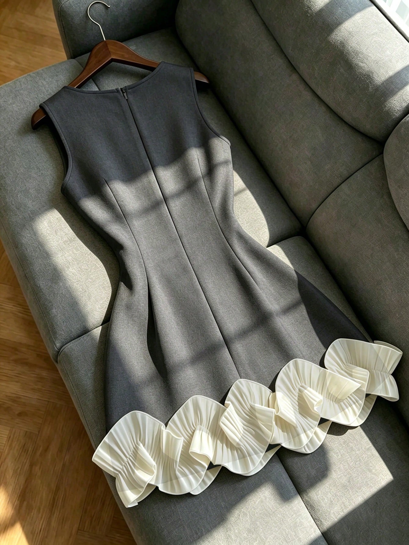 Franclia Elegant White Summer Square-Neck Sleeveless Dress With Ruffles,Perfect For Bar Party,Wedding Guest,Graduation,Office Wear,Stylish Double-Layered Vest