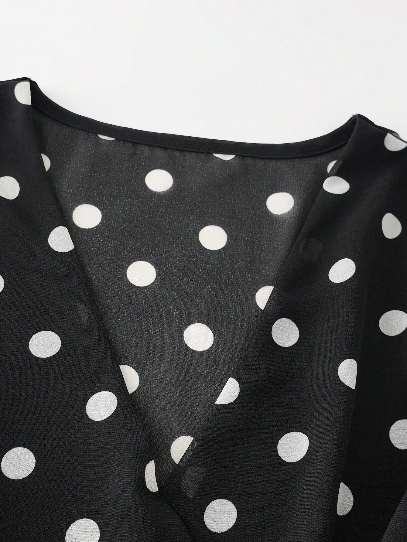 Franclia Women's French Polka Dot V-Neck High-End Mesh Elegant Sleeveless Blouse, Fashionable Tie Strap Flutter Sleeve Chiffon Camisole Top