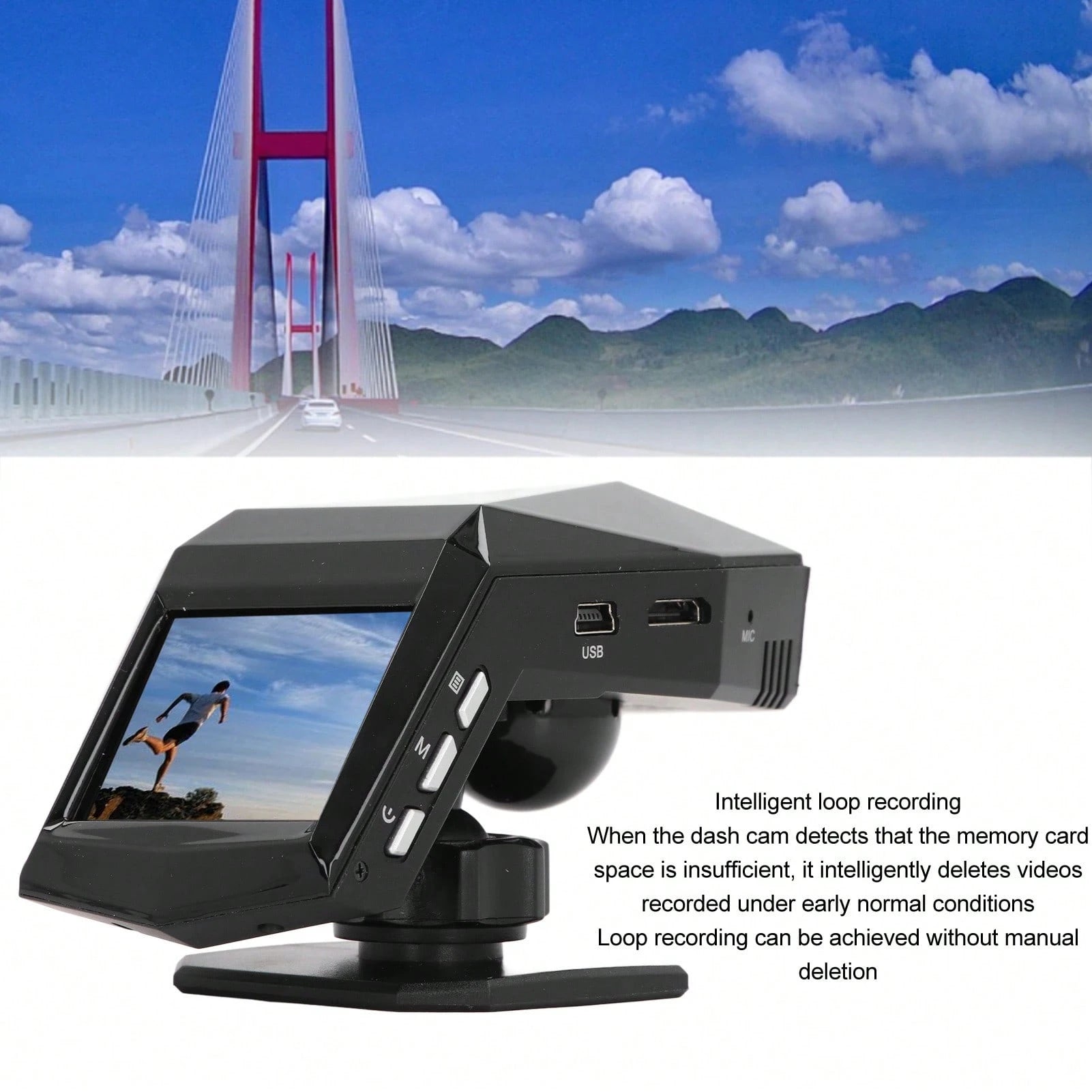 Front And Rear Dash Cam Loop Recording 170 Degree Wide Angle 2.0 Inch Display Screen Dash Cam Front And Rear Camera For Cars