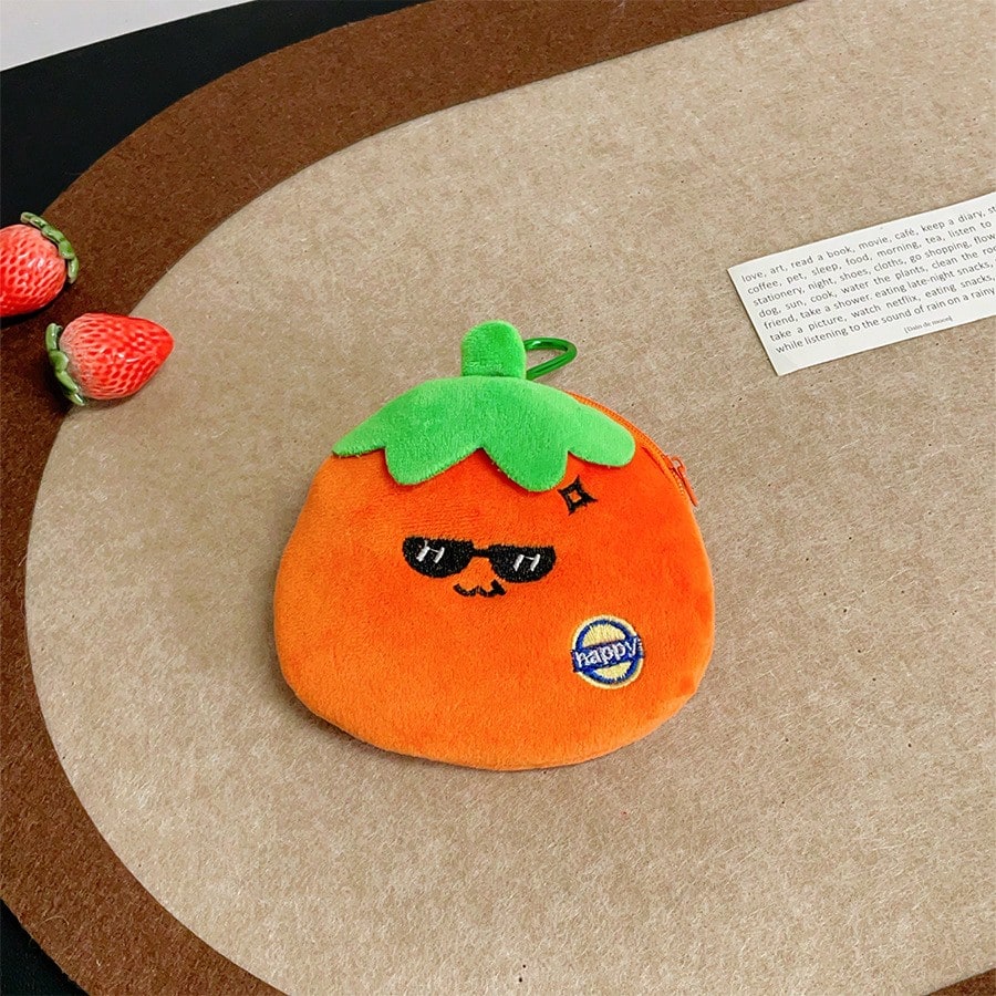 Fruit-Themed Coin Purse Series, Plush Wallet Pendant, Earphone Storage Bag, Large-Capacity Bag