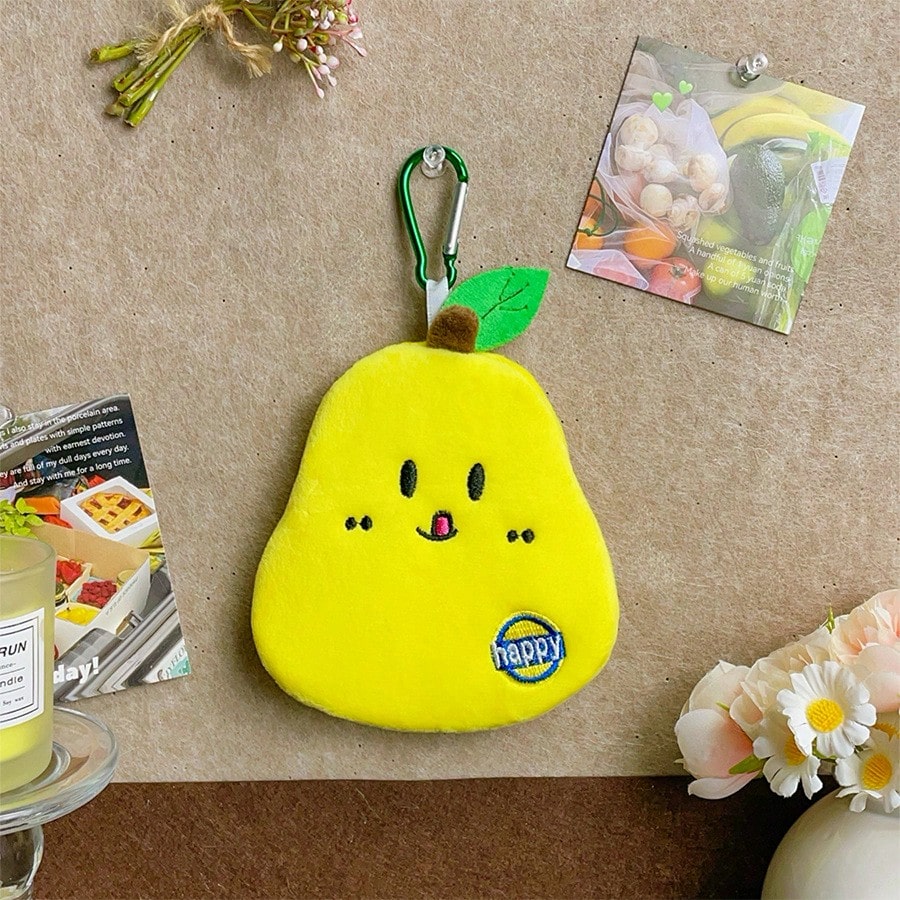 Fruit-Themed Coin Purse Series, Plush Wallet Pendant, Earphone Storage Bag, Large-Capacity Bag