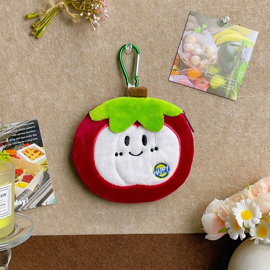 Fruit-Themed Coin Purse Series, Plush Wallet Pendant, Earphone Storage Bag, Large-Capacity Bag