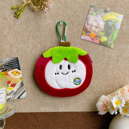 Fruit-Themed Coin Purse Series, Plush Wallet Pendant, Earphone Storage Bag, Large-Capacity Bag
