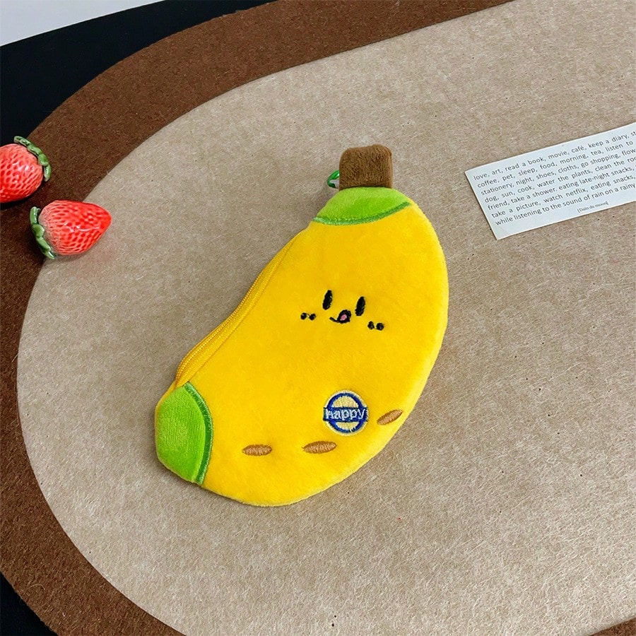 Fruit-Themed Coin Purse Series, Plush Wallet Pendant, Earphone Storage Bag, Large-Capacity Bag