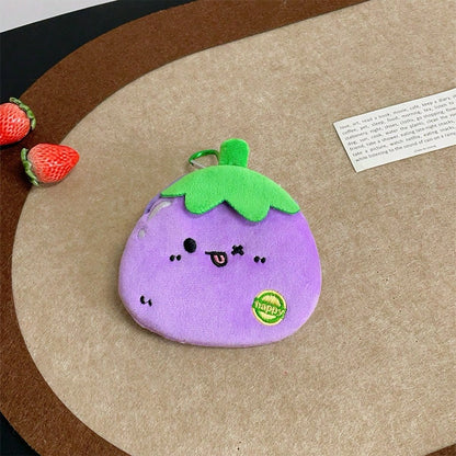 Fruit-Themed Coin Purse Series, Plush Wallet Pendant, Earphone Storage Bag, Large-Capacity Bag