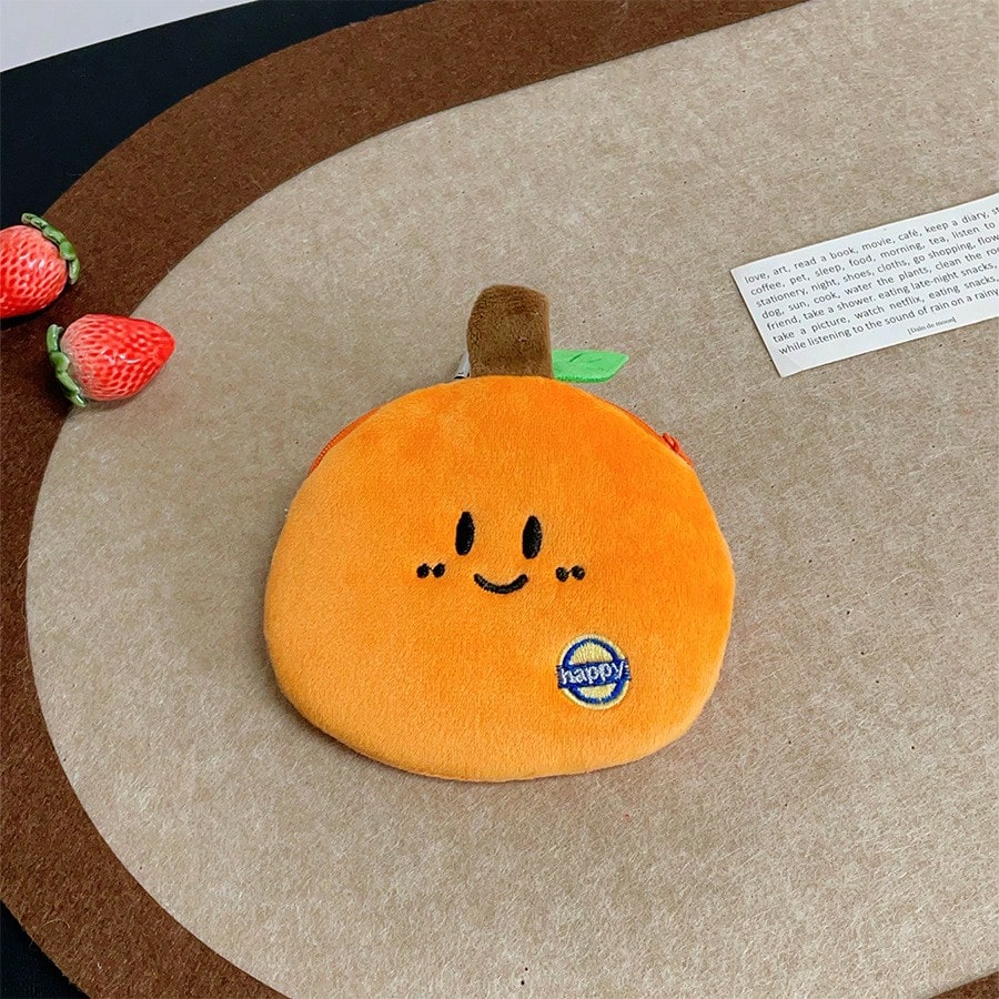 Fruit-Themed Coin Purse Series, Plush Wallet Pendant, Earphone Storage Bag, Large-Capacity Bag