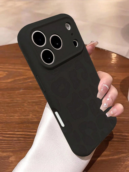 Full Coverage Anti-Drop Soft Black Leopard Print Phone Case Compatible With IPhone 17 Pro Max/17 Pro/17/16 Pro Max/16/16 Pro/16 Plus/15/15 Pro Max/15 Pro/15 Plus/11/12/13/14 Pro Max/12 Pro/12 Pro Max