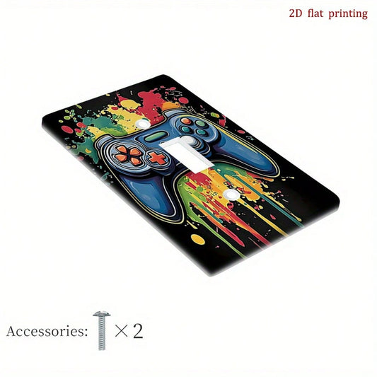 Game Controller Graffiti Switch Plate 2D Flat Snap Install No Electricity Decorative Cover For Game Room Office Bedroom Gamer Holiday Gift