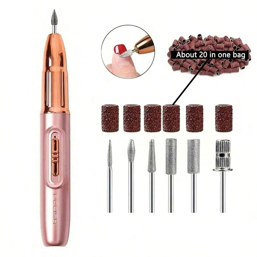 GANLAIX Professional Nail Drill Kit, USB Rechargeable Nail File Drill, 300mAh Lithium Battery High Capacity, Manicure & Pedicure Set, Home And Salon Nail File Kit, Nail Buffer Polishing Tools