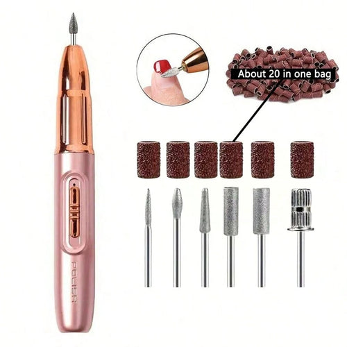 GANLAIX Professional Nail Drill Kit, USB Rechargeable Nail File Drill, 300mAh Lithium Battery High Capacity, Manicure & Pedicure Set, Home And Salon Nail File Kit, Nail Buffer Polishing Tools