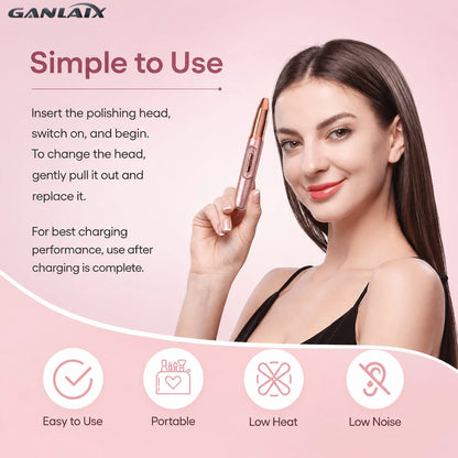 GANLAIX Professional Nail Drill Kit, USB Rechargeable Nail File Drill, 300mAh Lithium Battery High Capacity, Manicure & Pedicure Set, Home And Salon Nail File Kit, Nail Buffer Polishing Tools