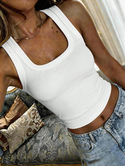 GAOVOT Women's Y2K Sexy Minimalist Sexy Basic Casual Sports Camisole White Summer, Streetwear