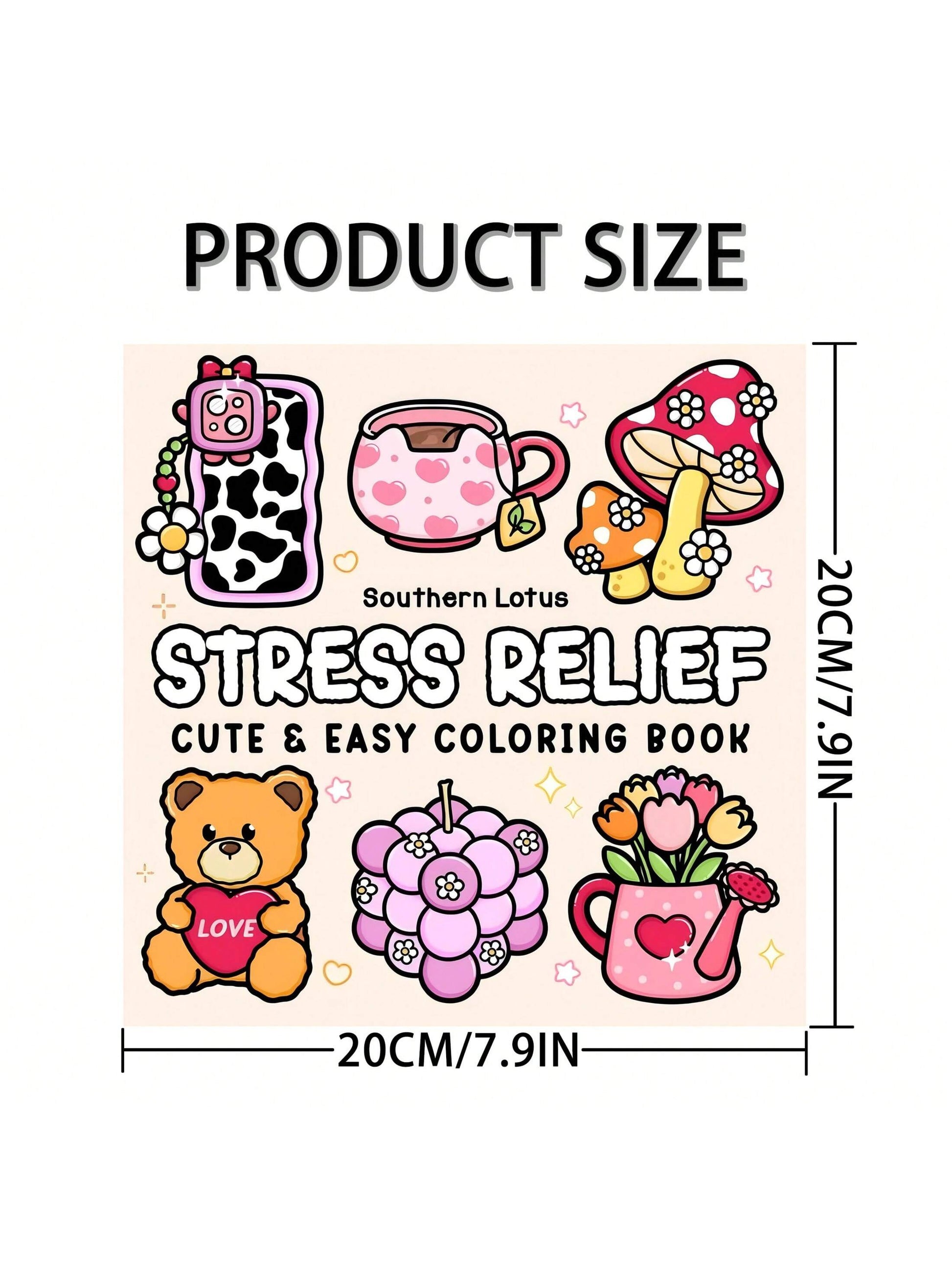 GDTME (Original, Upgraded Thick Paper, 120g Thick Inner Pages, 2025 New Version, 7.9*7.9inch, 24 Pages, Single-Sided Printing) 1pc Adult Stress Relief Coloring Book Themed On Relaxation, Featuring Bea