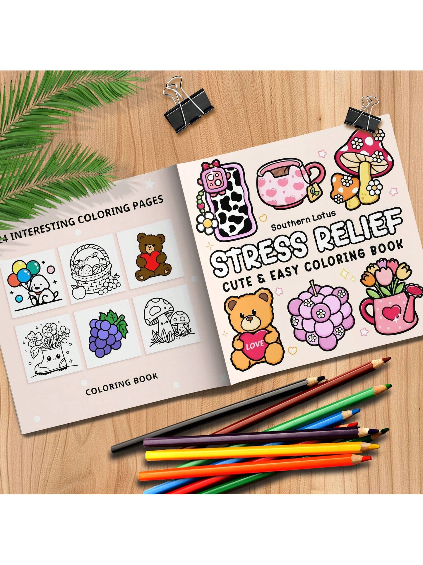 GDTME (Original, Upgraded Thick Paper, 120g Thick Inner Pages, 2025 New Version, 7.9*7.9inch, 24 Pages, Single-Sided Printing) 1pc Adult Stress Relief Coloring Book Themed On Relaxation, Featuring Bea