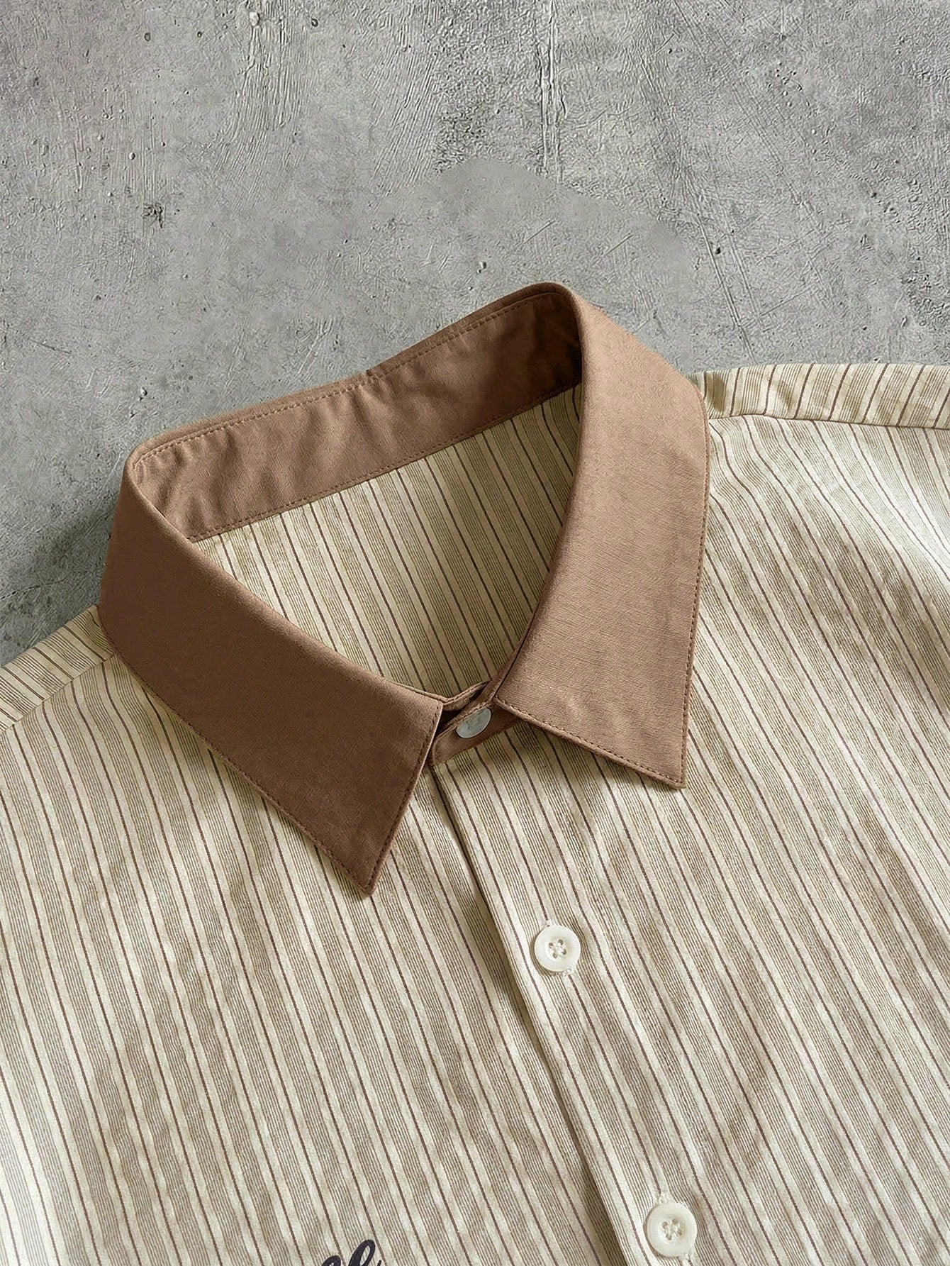 GENTILAND Men's Striped Single-Breasted Letter Print Casual Versatile Daily Wear Shirt, Vacation, Father's Day Gifts, Smart Casual