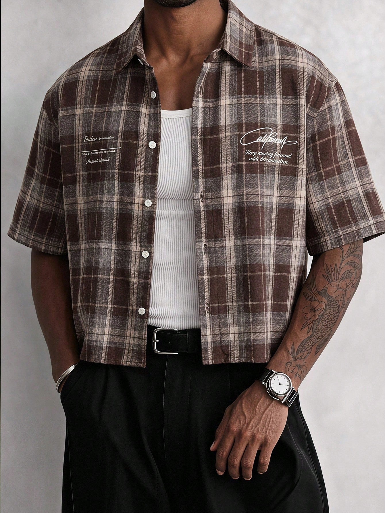 GENTILAND Men's Striped Single-Breasted Letter Print Casual Versatile Daily Wear Shirt, Vacation, Father's Day Gifts, Smart Casual