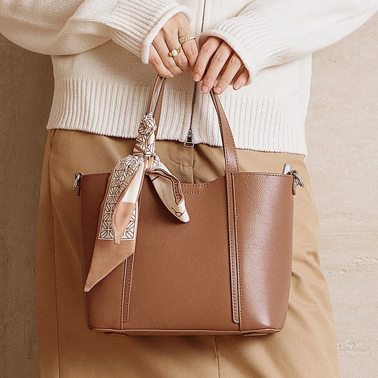 Genuine Leather Women's Bag 2025 New Fashion High-End Tote Bag Handbag Commuter Women's Bag Ladies Shoulder Crossbody Bag