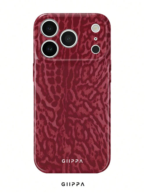 GIIPPA 1 Burgundy Leopard Print Design Phone 17 Pro Max Case, Suitable For Phone 16 Pro Max, 15 Pro Max, 14 Pro Max, Korean Stylish And Interesting Phone Case, Compatible With 11/12/13/14/15/16 Pro Ma