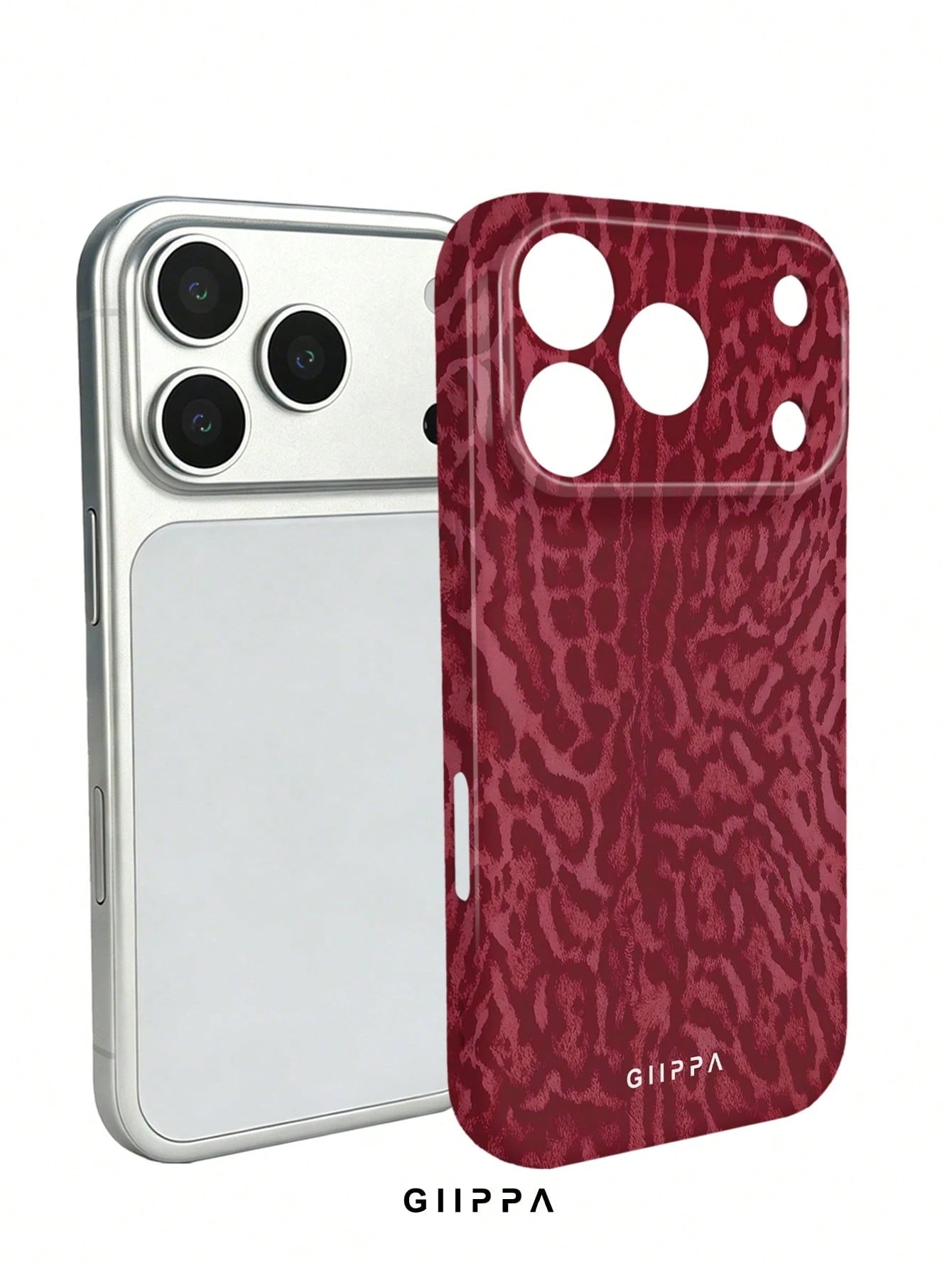 GIIPPA 1 Burgundy Leopard Print Design Phone 17 Pro Max Case, Suitable For Phone 16 Pro Max, 15 Pro Max, 14 Pro Max, Korean Stylish And Interesting Phone Case, Compatible With 11/12/13/14/15/16 Pro Ma
