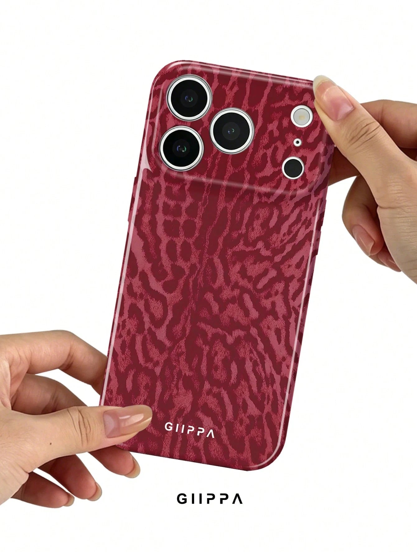 GIIPPA 1 Burgundy Leopard Print Design Phone 17 Pro Max Case, Suitable For Phone 16 Pro Max, 15 Pro Max, 14 Pro Max, Korean Stylish And Interesting Phone Case, Compatible With 11/12/13/14/15/16 Pro Ma