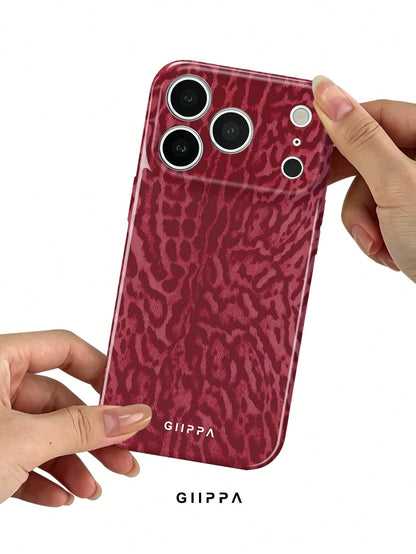 GIIPPA 1 Burgundy Leopard Print Design Phone 17 Pro Max Case, Suitable For Phone 16 Pro Max, 15 Pro Max, 14 Pro Max, Korean Stylish And Interesting Phone Case, Compatible With 11/12/13/14/15/16 Pro Ma