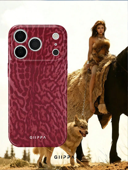 GIIPPA 1 Burgundy Leopard Print Design Phone 17 Pro Max Case, Suitable For Phone 16 Pro Max, 15 Pro Max, 14 Pro Max, Korean Stylish And Interesting Phone Case, Compatible With 11/12/13/14/15/16 Pro Ma