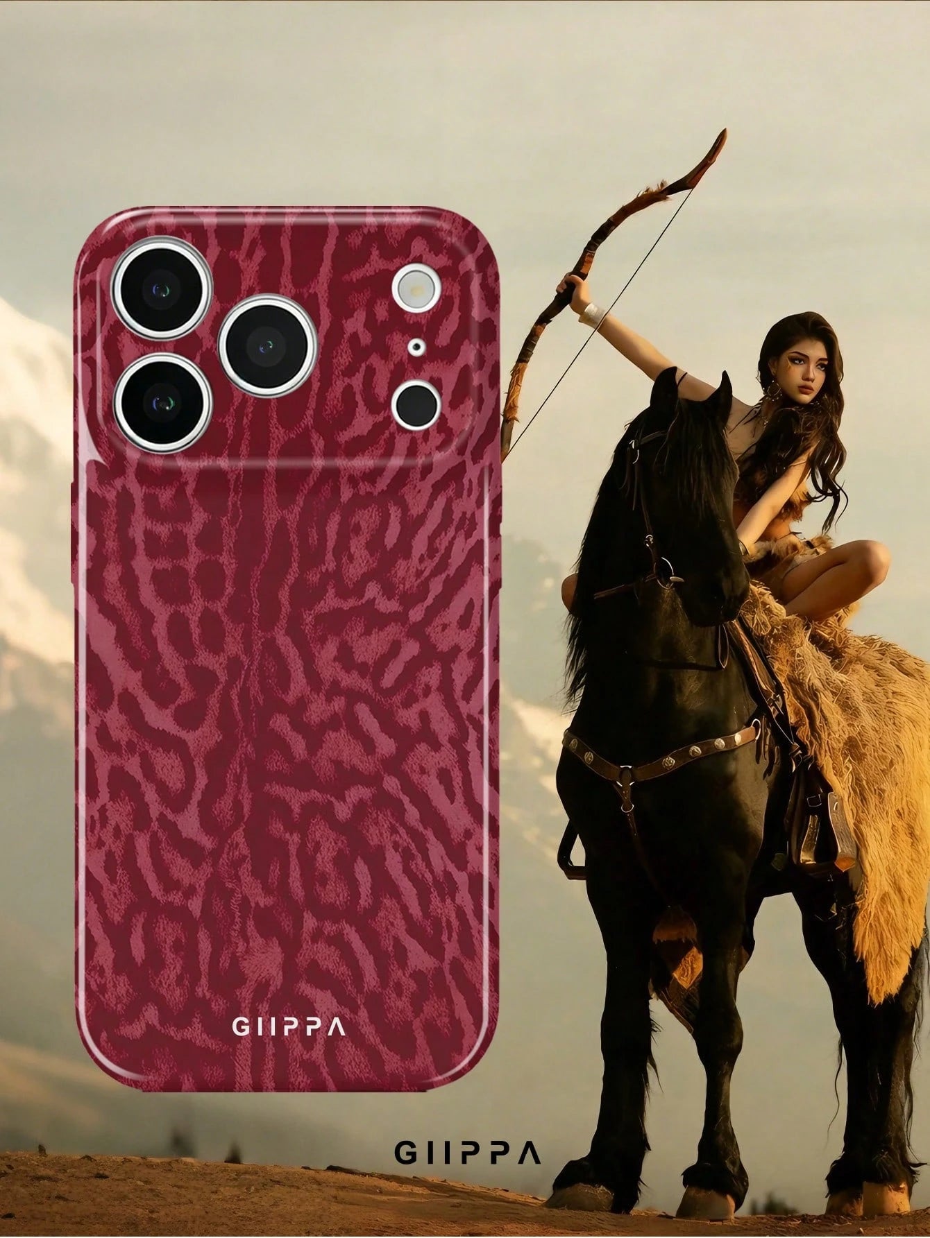 GIIPPA 1 Burgundy Leopard Print Design Phone 17 Pro Max Case, Suitable For Phone 16 Pro Max, 15 Pro Max, 14 Pro Max, Korean Stylish And Interesting Phone Case, Compatible With 11/12/13/14/15/16 Pro Ma