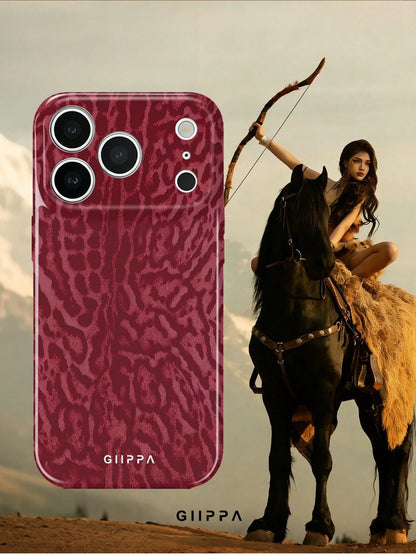 GIIPPA 1 Burgundy Leopard Print Design Phone 17 Pro Max Case, Suitable For Phone 16 Pro Max, 15 Pro Max, 14 Pro Max, Korean Stylish And Interesting Phone Case, Compatible With 11/12/13/14/15/16 Pro Ma