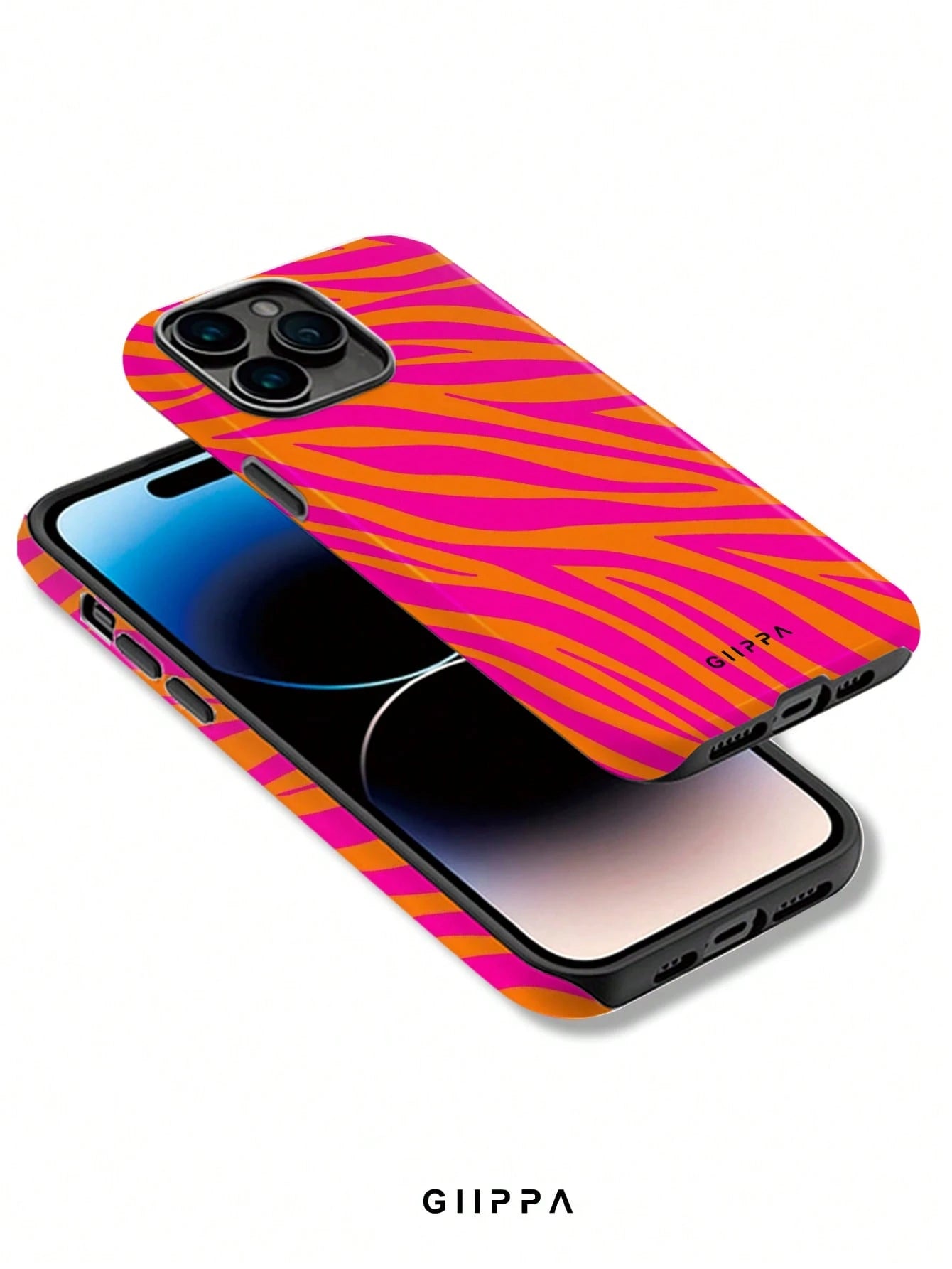 GIIPPA 1 Pc Yellow Base With Pink Zebra Print Design Phone 17 Pro Max Case, Fits 16 Pro Max, 15 Pro Max, 14 Pro Max, Korean Stylish & Interesting Phone Case, Compatible With IPhone 11/12/13/14/15/16 P