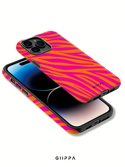 GIIPPA 1 Pc Yellow Base With Pink Zebra Print Design Phone 17 Pro Max Case, Fits 16 Pro Max, 15 Pro Max, 14 Pro Max, Korean Stylish & Interesting Phone Case, Compatible With IPhone 11/12/13/14/15/16 P