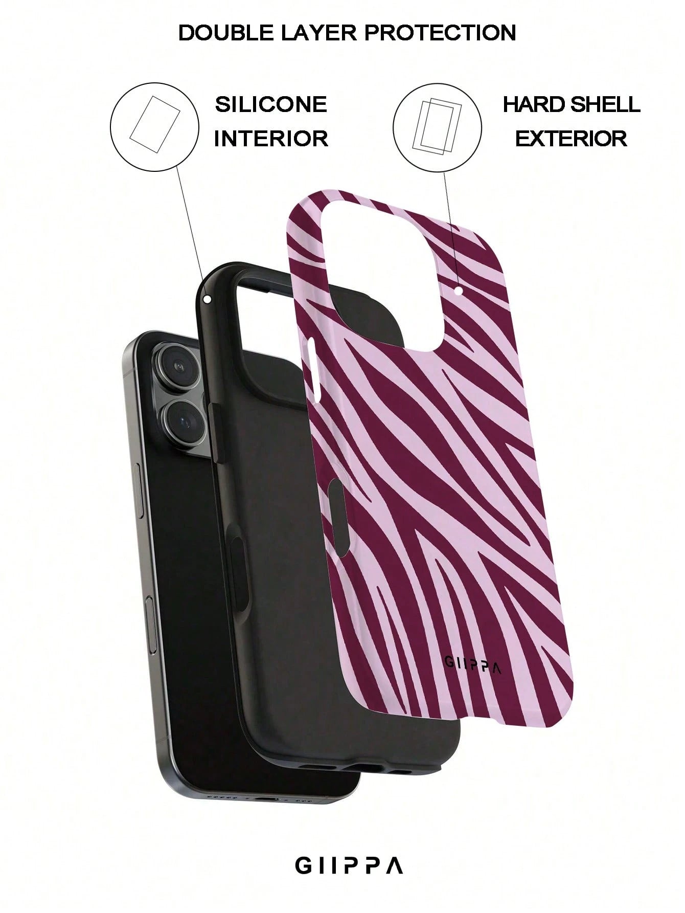 GIIPPA 1 Pc Yellow Base With Pink Zebra Print Design Phone 17 Pro Max Case, Fits 16 Pro Max, 15 Pro Max, 14 Pro Max, Korean Stylish & Interesting Phone Case, Compatible With IPhone 11/12/13/14/15/16 P