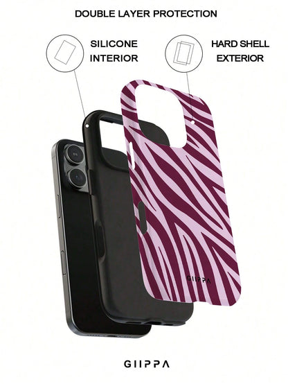 GIIPPA 1 Pc Yellow Base With Pink Zebra Print Design Phone 17 Pro Max Case, Fits 16 Pro Max, 15 Pro Max, 14 Pro Max, Korean Stylish & Interesting Phone Case, Compatible With IPhone 11/12/13/14/15/16 P
