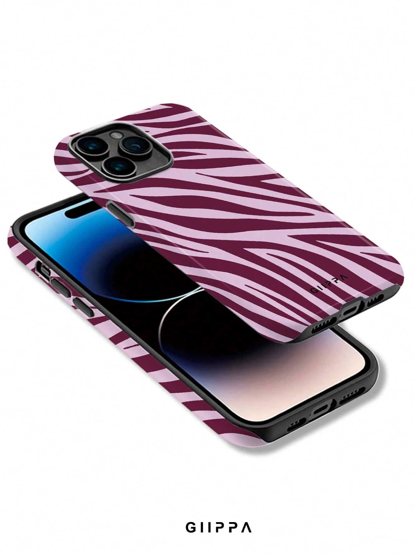 GIIPPA 1 Pc Yellow Base With Pink Zebra Print Design Phone 17 Pro Max Case, Fits 16 Pro Max, 15 Pro Max, 14 Pro Max, Korean Stylish & Interesting Phone Case, Compatible With IPhone 11/12/13/14/15/16 P