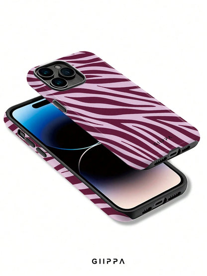 GIIPPA 1 Pc Yellow Base With Pink Zebra Print Design Phone 17 Pro Max Case, Fits 16 Pro Max, 15 Pro Max, 14 Pro Max, Korean Stylish & Interesting Phone Case, Compatible With IPhone 11/12/13/14/15/16 P