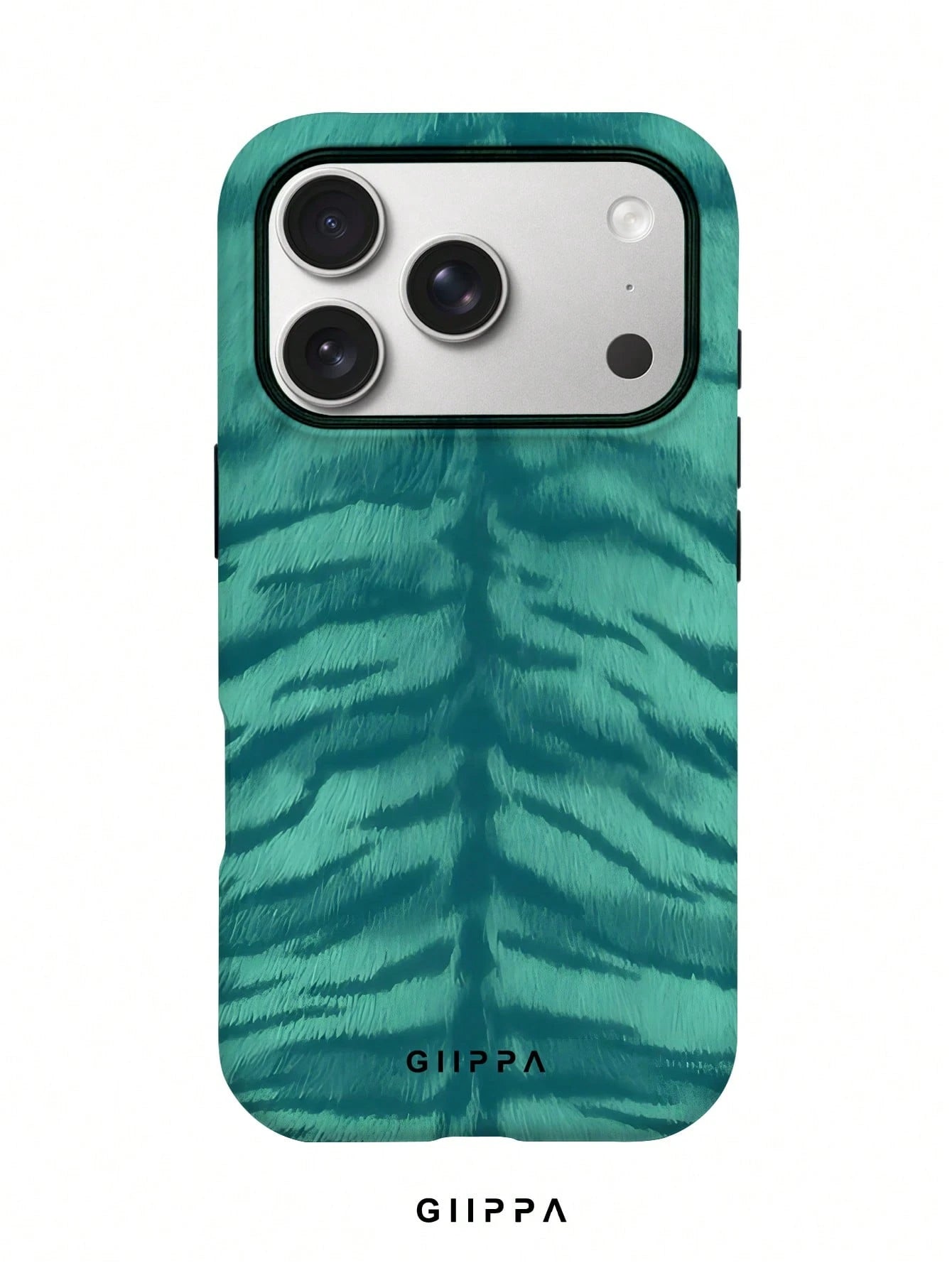 GIIPPA 1pc Mint Blue Tiger Stripe Pattern Design, Phone 17 Pro Max Phone Case, Compatible With Phone 16 Pro Max, 15 Pro Max, 14 Pro Max, Korean-Style High-End Fashionable And Fun Phone Case, Compatibl