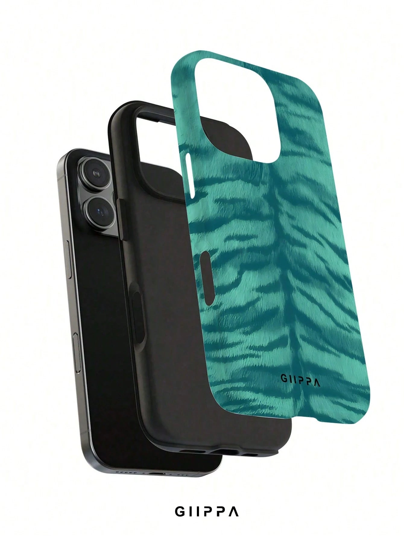 GIIPPA 1pc Mint Blue Tiger Stripe Pattern Design, Phone 17 Pro Max Phone Case, Compatible With Phone 16 Pro Max, 15 Pro Max, 14 Pro Max, Korean-Style High-End Fashionable And Fun Phone Case, Compatibl