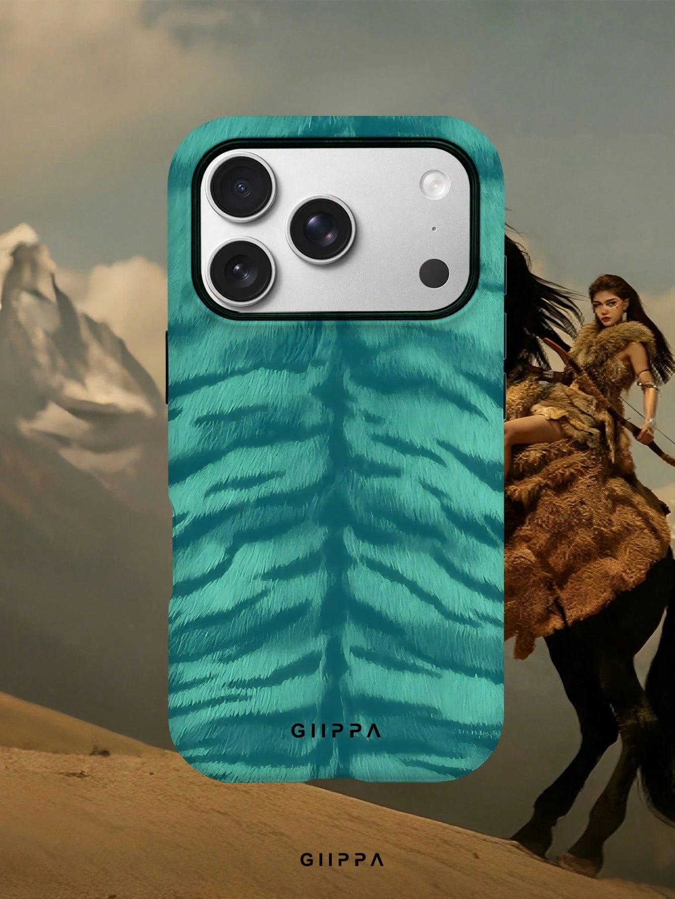 GIIPPA 1pc Mint Blue Tiger Stripe Pattern Design, Phone 17 Pro Max Phone Case, Compatible With Phone 16 Pro Max, 15 Pro Max, 14 Pro Max, Korean-Style High-End Fashionable And Fun Phone Case, Compatibl