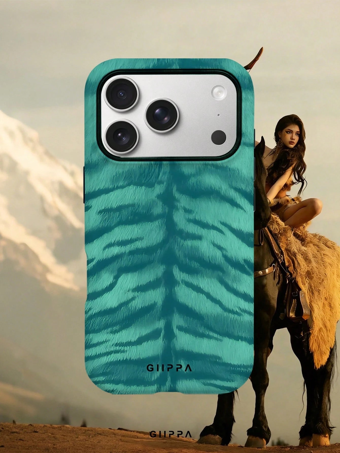 GIIPPA 1pc Mint Blue Tiger Stripe Pattern Design, Phone 17 Pro Max Phone Case, Compatible With Phone 16 Pro Max, 15 Pro Max, 14 Pro Max, Korean-Style High-End Fashionable And Fun Phone Case, Compatibl